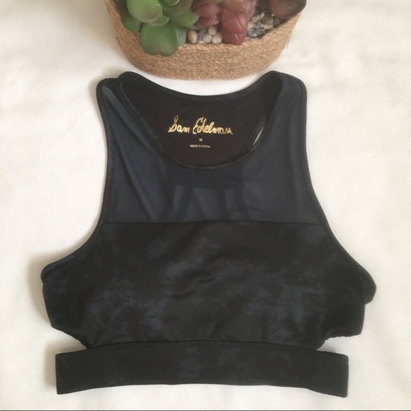 Sam Edelman Mesh High Neck Bra Blue Cloud - Picture 2 of 8